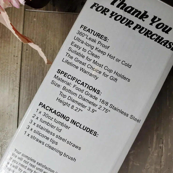 NWT MUTNITT 30oz Double Wall Stainless Steel Tumbler, Straws, Lids & Cleaner Set - Picture 8 of 16